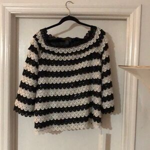 Black and White Striped Top and Skirt